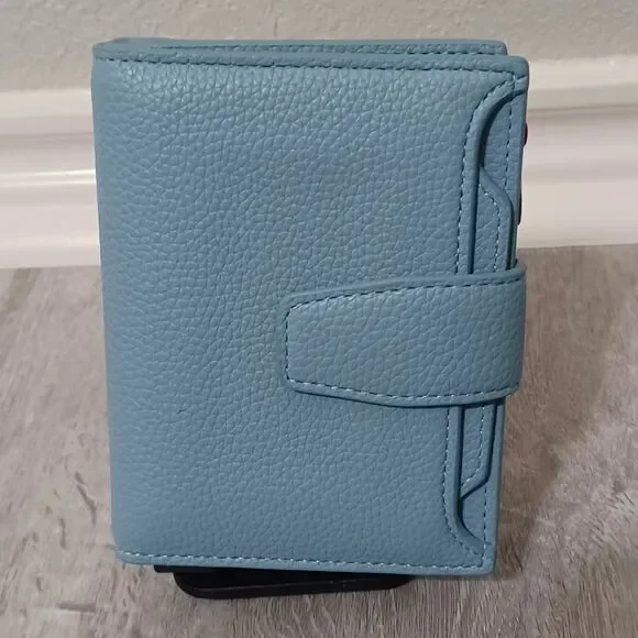AIRKIT Light Blue Genuine Leather Wallet, RFID Blocking - Picture 1 of 5